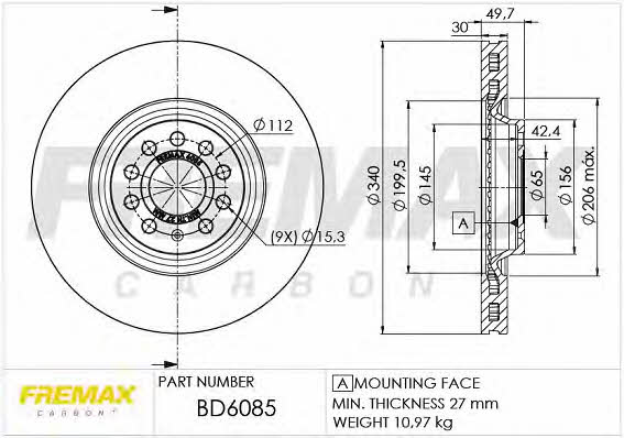 Fremax BD-6085 Диск гальмівний передній вентильований BD6085: Приваблива ціна - Купити в Україні на EXIST.UA!