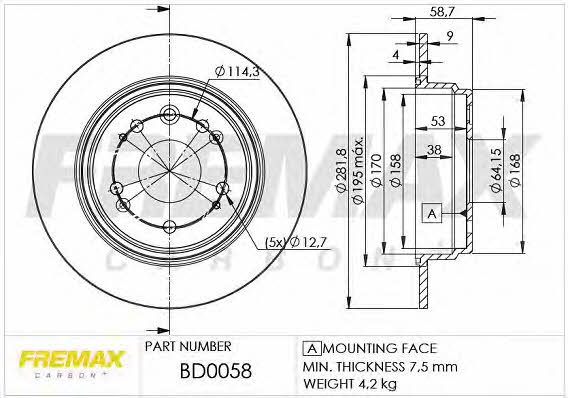 Fremax BD-0058 Диск гальмівний задній невентильований BD0058: Купити в Україні - Добра ціна на EXIST.UA!