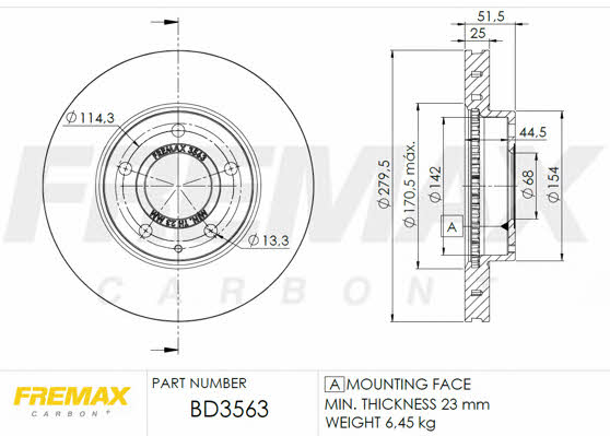 Fremax BD-3563 Диск гальмівний передній вентильований BD3563: Купити в Україні - Добра ціна на EXIST.UA!