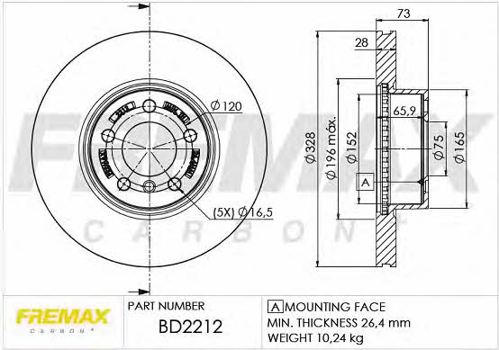 Fremax BD-2212 Диск гальмівний передній вентильований BD2212: Купити в Україні - Добра ціна на EXIST.UA!