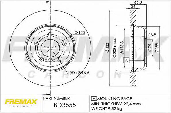 Fremax BD-3555 Диск гальмівний передній вентильований BD3555: Купити в Україні - Добра ціна на EXIST.UA!