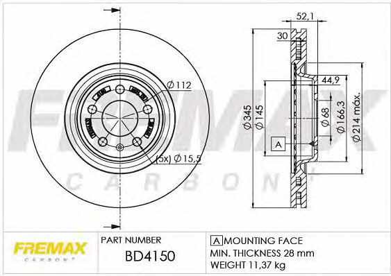 Fremax BD-4150 Диск гальмівний передній вентильований BD4150: Купити в Україні - Добра ціна на EXIST.UA!