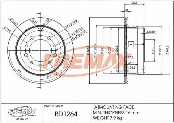 Fremax BD-1264 Диск гальмівний задній вентильований BD1264: Купити в Україні - Добра ціна на EXIST.UA!