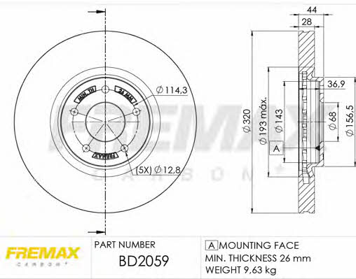 Fremax BD-2059 Диск гальмівний передній вентильований BD2059: Купити в Україні - Добра ціна на EXIST.UA!