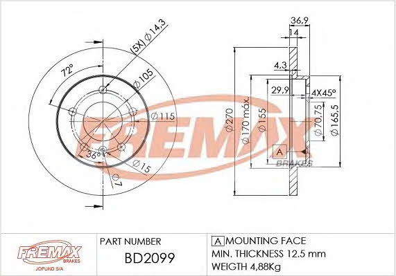Fremax BD-2099 Диск гальмівний задній невентильований BD2099: Купити в Україні - Добра ціна на EXIST.UA!