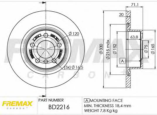 Fremax BD-2216 Диск гальмівний задній вентильований BD2216: Купити в Україні - Добра ціна на EXIST.UA!