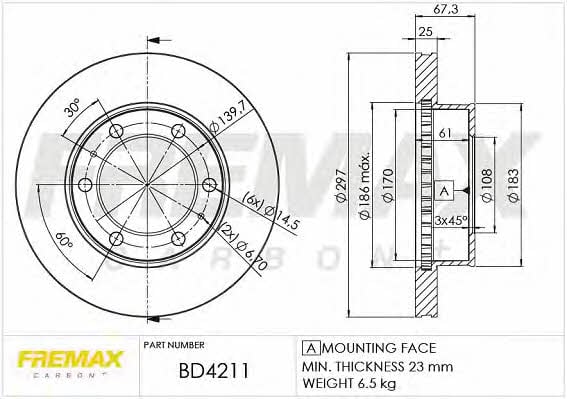 Fremax BD-4211 Диск гальмівний передній вентильований BD4211: Купити в Україні - Добра ціна на EXIST.UA!