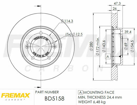 Fremax BD-5158 Диск гальмівний передній вентильований BD5158: Купити в Україні - Добра ціна на EXIST.UA!