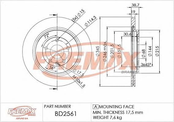 Fremax BD-2561 Диск гальмівний задній вентильований BD2561: Купити в Україні - Добра ціна на EXIST.UA!