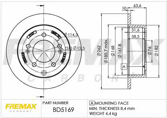 Fremax BD-5169 Диск гальмівний задній невентильований BD5169: Купити в Україні - Добра ціна на EXIST.UA!
