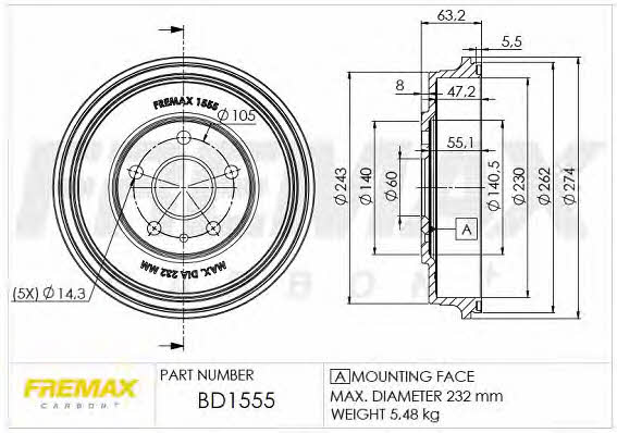 Fremax BD-1555 Барабан гальмівний задній BD1555: Купити в Україні - Добра ціна на EXIST.UA!