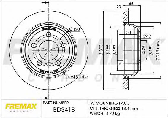 Fremax BD-3418 Диск гальмівний задній вентильований BD3418: Купити в Україні - Добра ціна на EXIST.UA!
