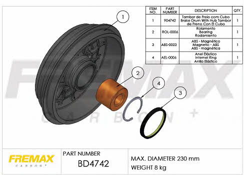 Fremax BD-4742 Барабан гальмівний задній BD4742: Купити в Україні - Добра ціна на EXIST.UA!