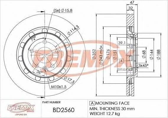 Fremax BD-2560 Диск гальмівний задній вентильований BD2560: Купити в Україні - Добра ціна на EXIST.UA!