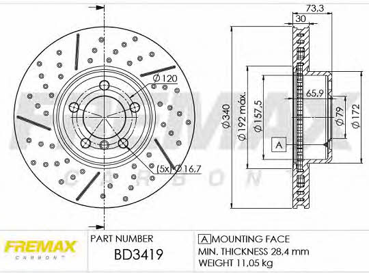 Fremax BD-3419 Диск гальмівний передній вентильований BD3419: Купити в Україні - Добра ціна на EXIST.UA!