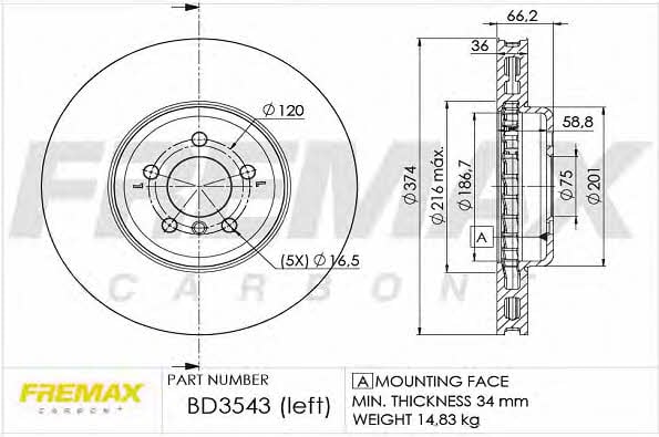 Fremax BD-3543 Диск гальмівний передній вентильований BD3543: Купити в Україні - Добра ціна на EXIST.UA!