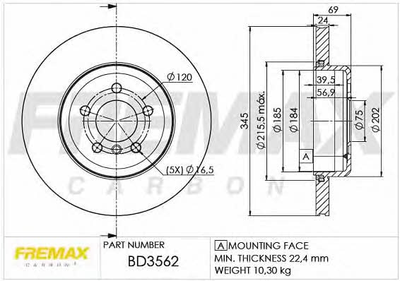 Fremax BD-3562 Диск гальмівний BD3562: Купити в Україні - Добра ціна на EXIST.UA!