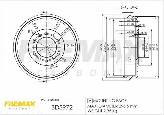 Fremax BD-3972 Барабан гальмівний задній BD3972: Купити в Україні - Добра ціна на EXIST.UA!