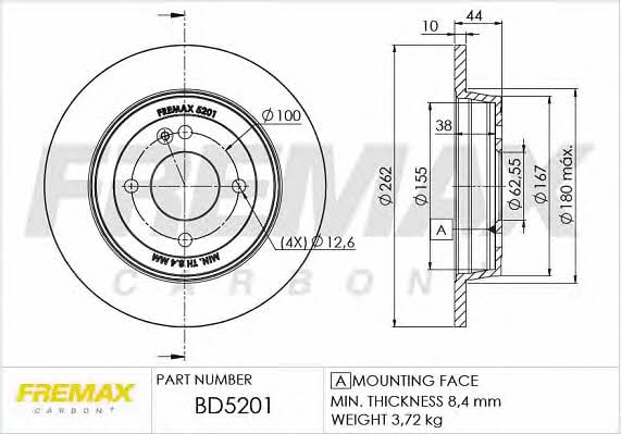 Fremax BD-5201 Диск гальмівний задній невентильований BD5201: Купити в Україні - Добра ціна на EXIST.UA!
