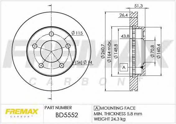 Fremax BD-5552 Диск гальмівний передній вентильований BD5552: Купити в Україні - Добра ціна на EXIST.UA!