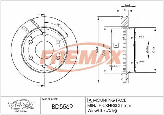 Fremax BD-5569 Диск гальмівний передній вентильований BD5569: Купити в Україні - Добра ціна на EXIST.UA!