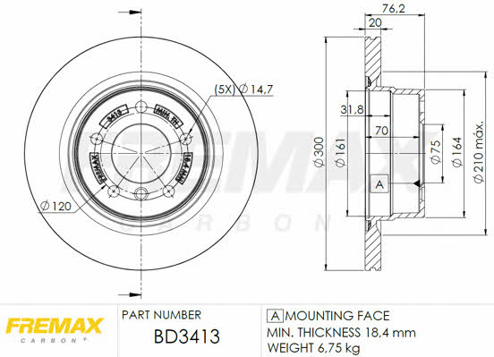 Fremax BD-3413 Диск гальмівний задній вентильований BD3413: Купити в Україні - Добра ціна на EXIST.UA!