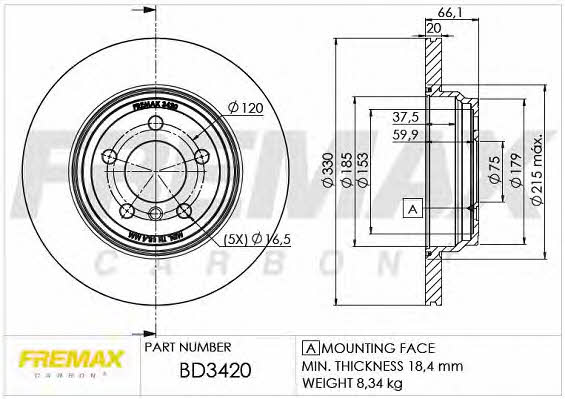 Fremax BD-3420 Диск гальмівний задній вентильований BD3420: Купити в Україні - Добра ціна на EXIST.UA!