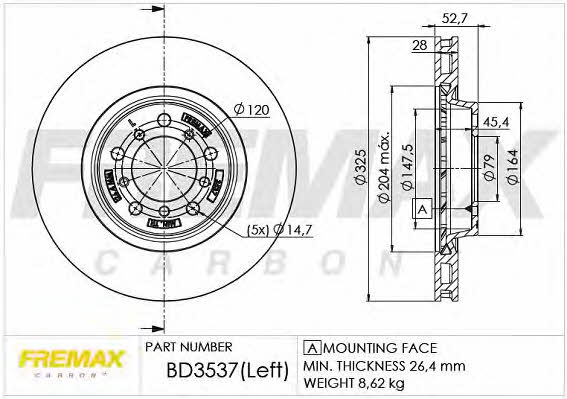 Fremax BD-3537 Диск гальмівний передній вентильований BD3537: Купити в Україні - Добра ціна на EXIST.UA!