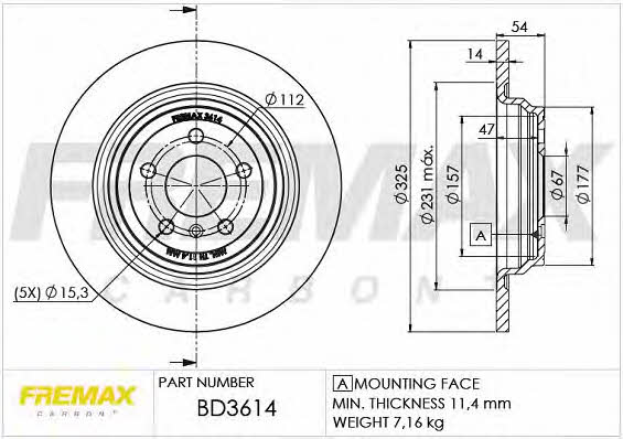 Fremax BD-3614 Диск гальмівний задній невентильований BD3614: Купити в Україні - Добра ціна на EXIST.UA!