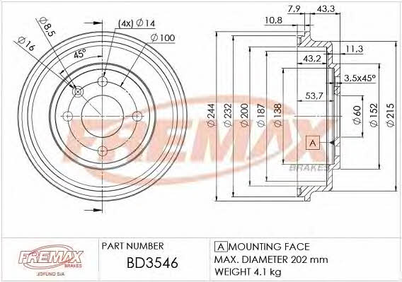 Fremax BD-3546 Барабан гальмівний задній BD3546: Купити в Україні - Добра ціна на EXIST.UA!