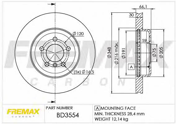 Fremax BD-3554 Диск гальмівний передній вентильований BD3554: Купити в Україні - Добра ціна на EXIST.UA!