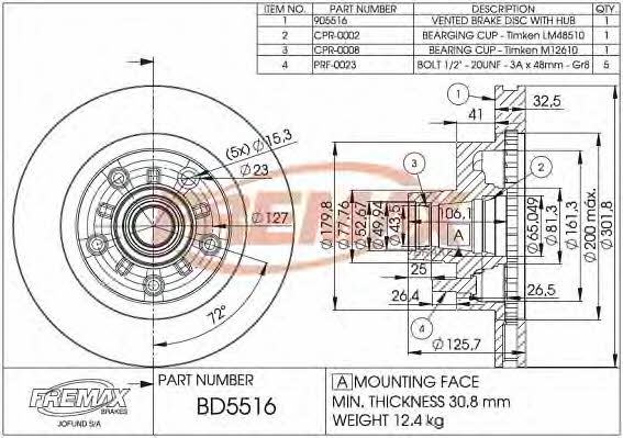 Fremax BD-5516 Диск гальмівний задній вентильований BD5516: Купити в Україні - Добра ціна на EXIST.UA!