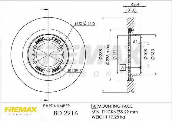 Fremax BD-2916 Диск гальмівний передній вентильований BD2916: Купити в Україні - Добра ціна на EXIST.UA!