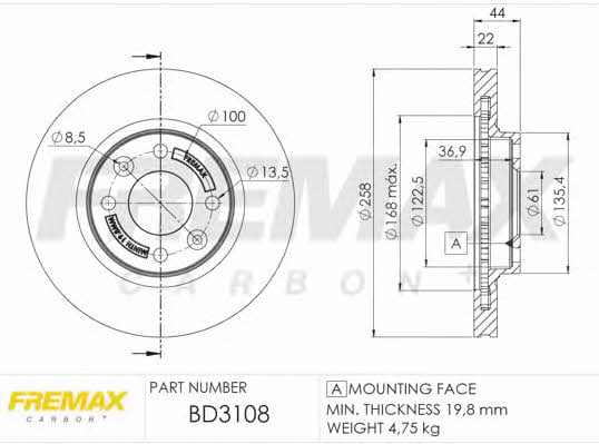 Fremax BD-3108 Диск гальмівний передній вентильований BD3108: Купити в Україні - Добра ціна на EXIST.UA!