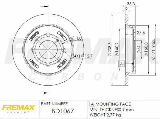 Fremax BD-1067 Диск гальмівний задній невентильований BD1067: Купити в Україні - Добра ціна на EXIST.UA!