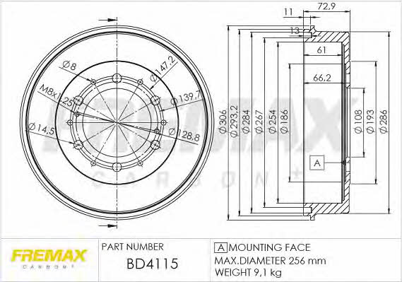 Fremax BD-4115 Барабан гальмівний задній BD4115: Купити в Україні - Добра ціна на EXIST.UA!