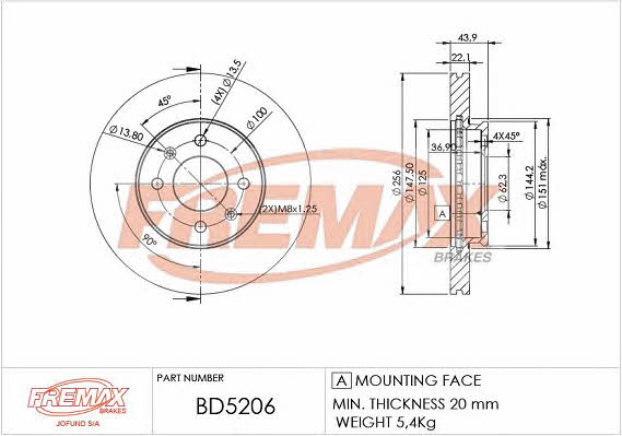 Fremax BD-5206 Диск гальмівний передній вентильований BD5206: Купити в Україні - Добра ціна на EXIST.UA!