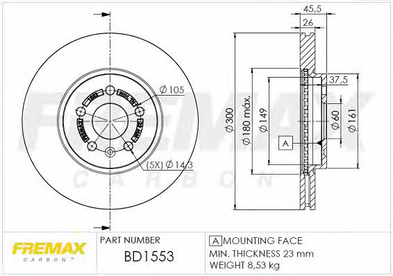 Fremax BD-1553 Диск гальмівний передній вентильований BD1553: Купити в Україні - Добра ціна на EXIST.UA!