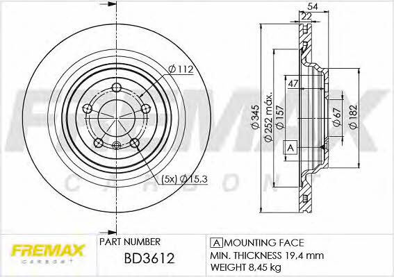 Fremax BD-3612 Диск гальмівний задній вентильований BD3612: Купити в Україні - Добра ціна на EXIST.UA!