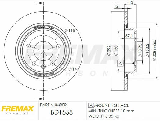 Fremax BD-1558 Диск гальмівний задній невентильований BD1558: Купити в Україні - Добра ціна на EXIST.UA!