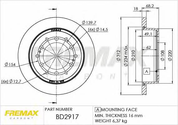 Fremax BD-2917 Диск гальмівний задній вентильований BD2917: Купити в Україні - Добра ціна на EXIST.UA!
