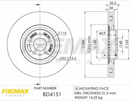 Fremax BD-4151 Диск гальмівний передній вентильований BD4151: Купити в Україні - Добра ціна на EXIST.UA!