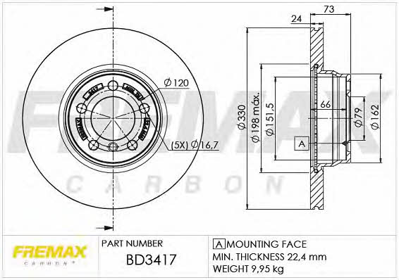 Fremax BD-3417 Диск гальмівний передній вентильований BD3417: Купити в Україні - Добра ціна на EXIST.UA!