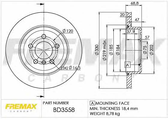 Fremax BD-3558 Диск гальмівний задній вентильований BD3558: Купити в Україні - Добра ціна на EXIST.UA!