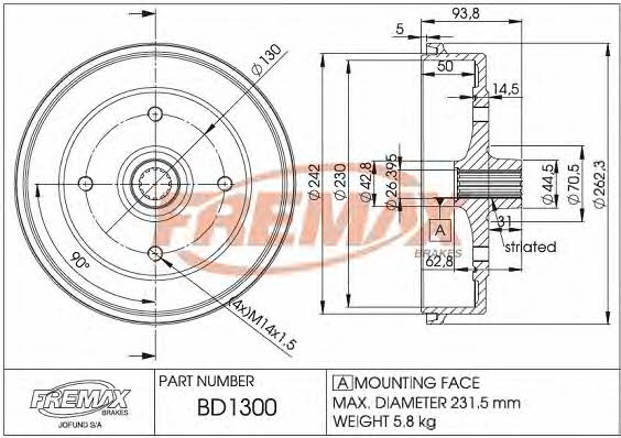 Fremax BD-1300 Барабан гальмівний задній BD1300: Купити в Україні - Добра ціна на EXIST.UA!