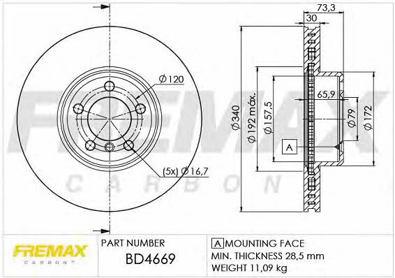 Fremax BD-4669 Диск гальмівний передній вентильований BD4669: Купити в Україні - Добра ціна на EXIST.UA!