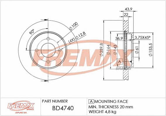 Fremax BD-4740 Диск гальмівний передній вентильований BD4740: Купити в Україні - Добра ціна на EXIST.UA!