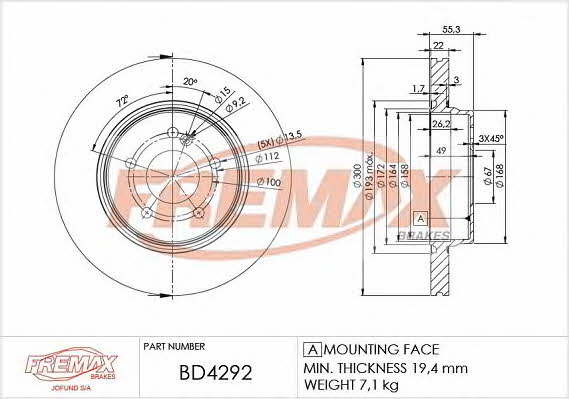 Fremax BD-4292 Диск гальмівний задній вентильований BD4292: Купити в Україні - Добра ціна на EXIST.UA!