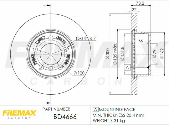 Fremax BD-4666 Диск гальмівний передній вентильований BD4666: Приваблива ціна - Купити в Україні на EXIST.UA!