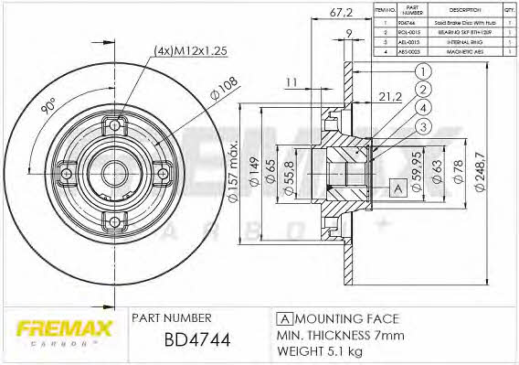 Fremax BD-4744 Диск гальмівний задній невентильований BD4744: Купити в Україні - Добра ціна на EXIST.UA!